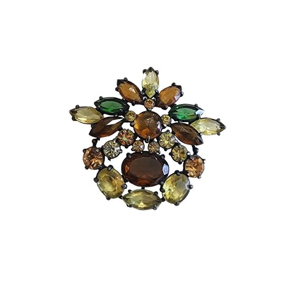 Vintage Signed Schiaparelli Rhinestone Brooch With Japanese Back (A2958)